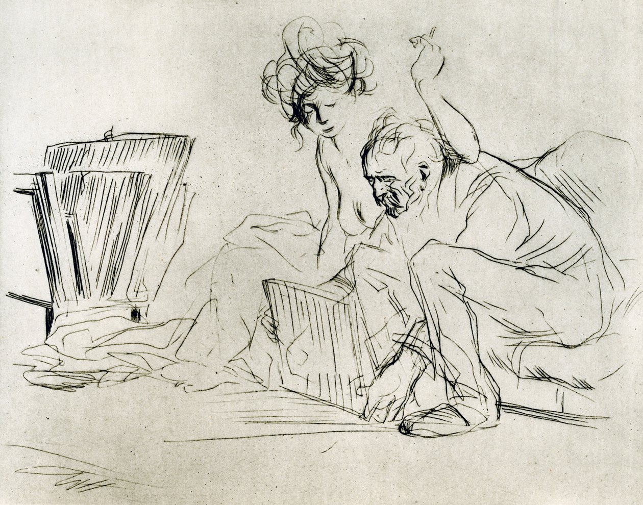 Modellen i hvile, 1925. av Jean Louis Forain