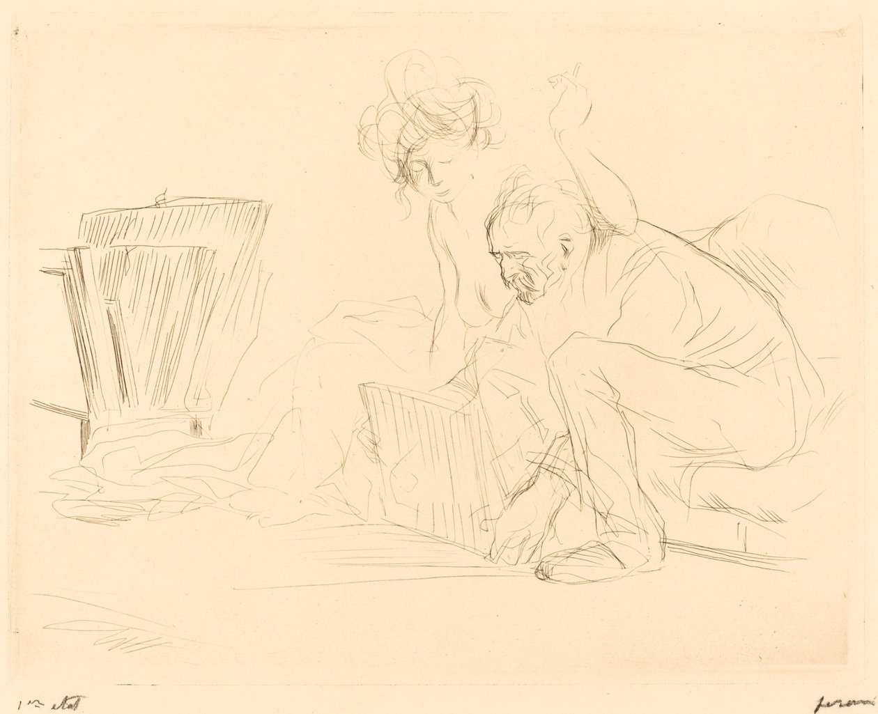 Modellens hvile (andre plate) av Jean Louis Forain