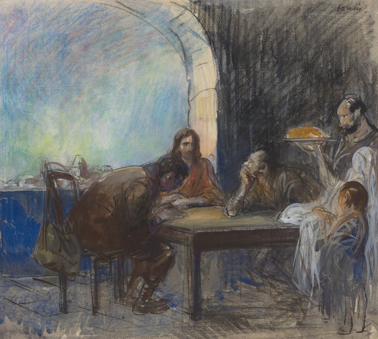 Nattverden i Emmaus, muligens ca. 19121913. av Jean Louis Forain