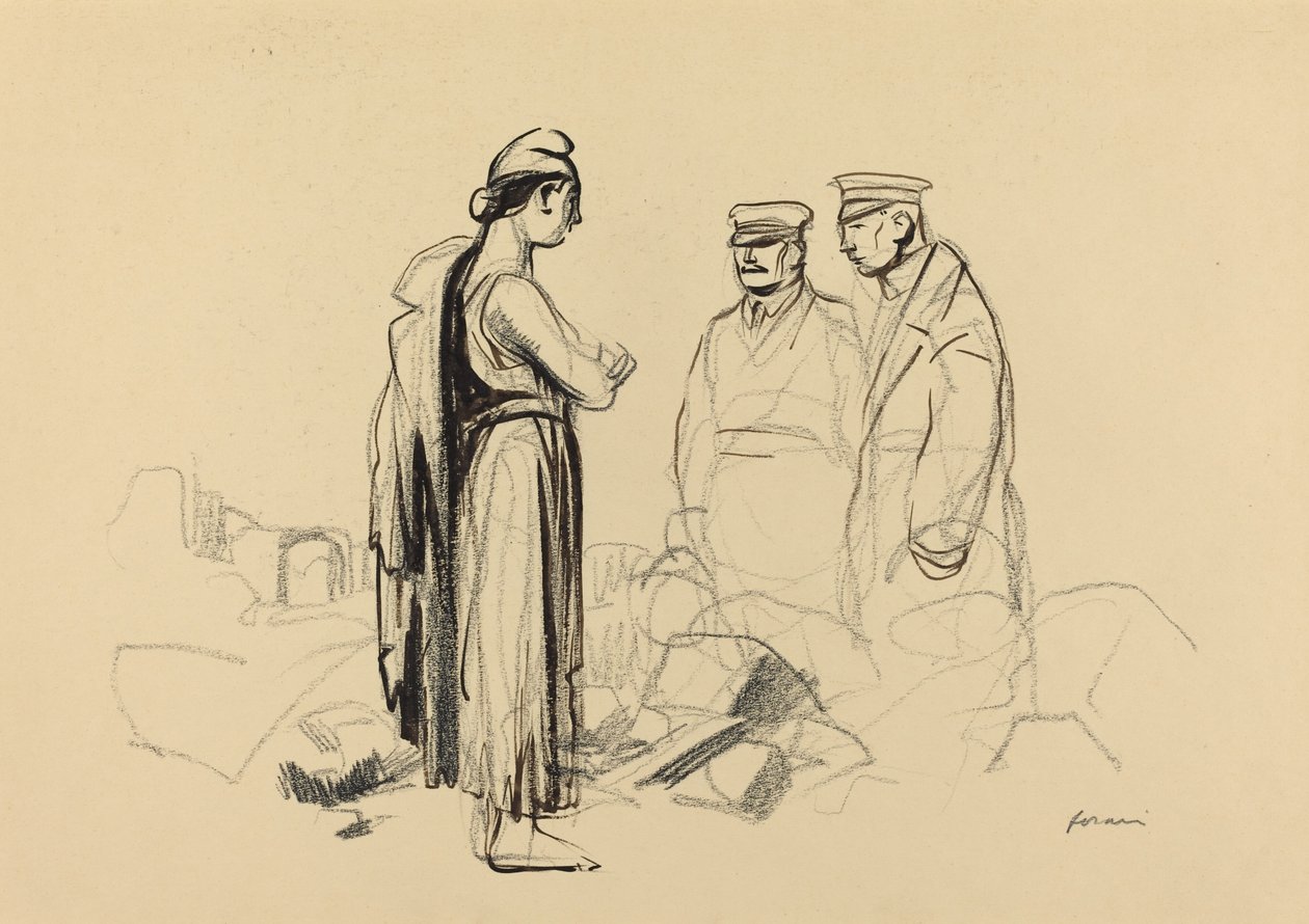 Mot fred, ca. 19141919. av Jean-Louis Forain