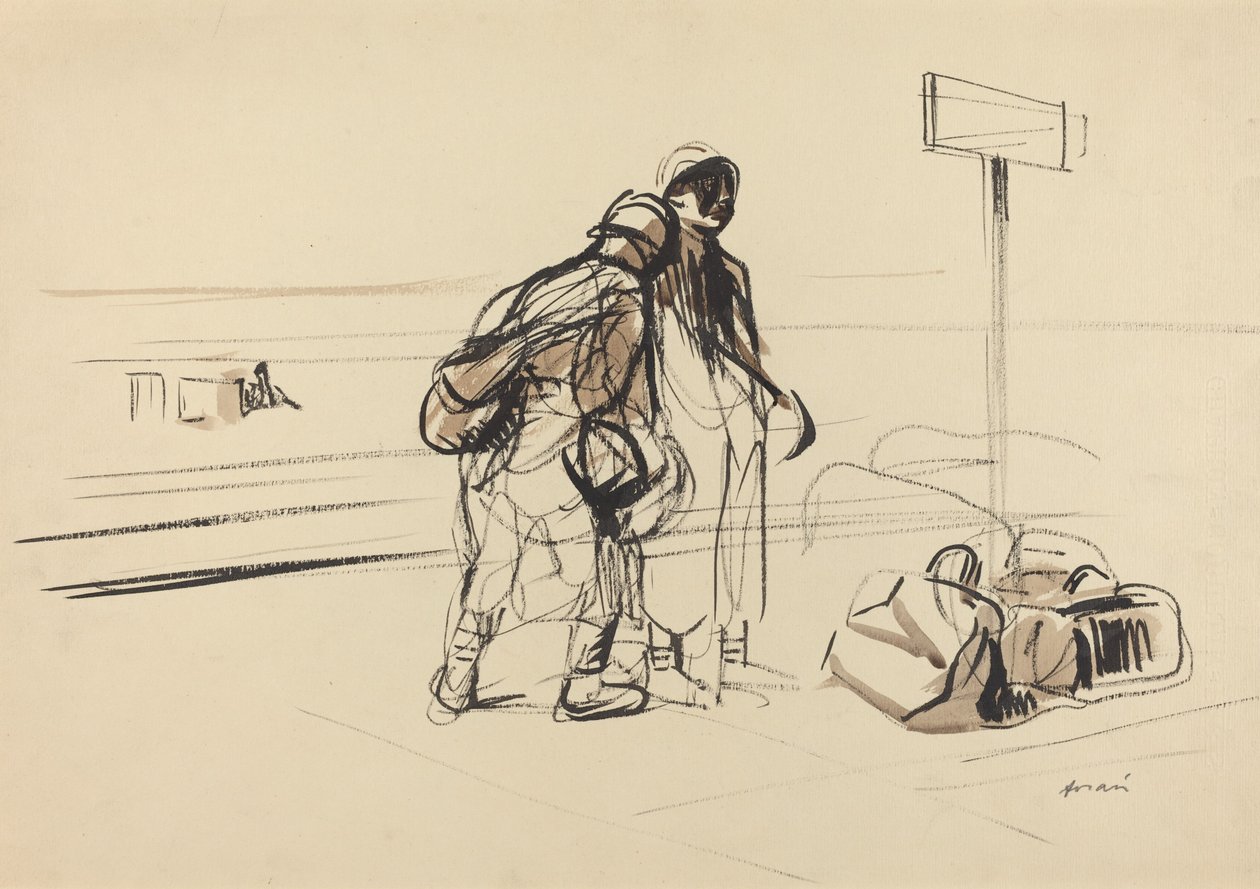 To franske soldater nær en oppslagstavle, ca. 19141919. av Jean Louis Forain