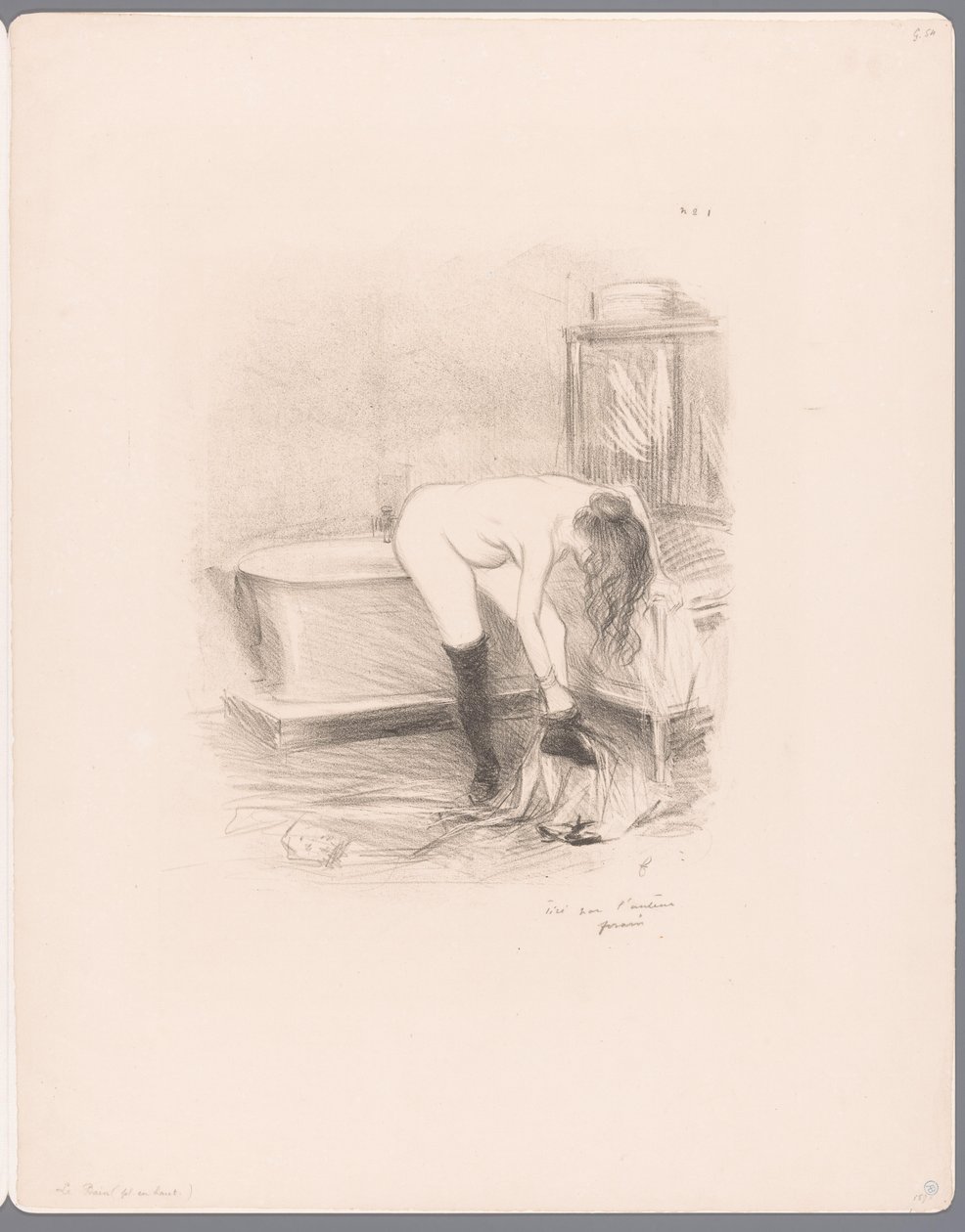 Kvinne kler av seg på badet Le bain av Jean Louis Forain