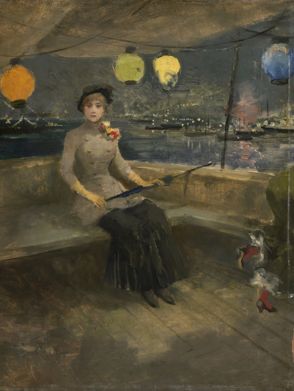 Kvinne på en yacht, ca. 1883 av Jean Louis Forain
