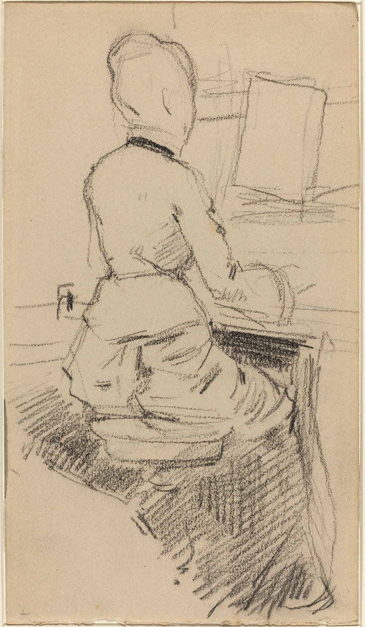 Ung kvinne som sitter ved et piano [recto], ca. 1890. av Jean Louis Forain