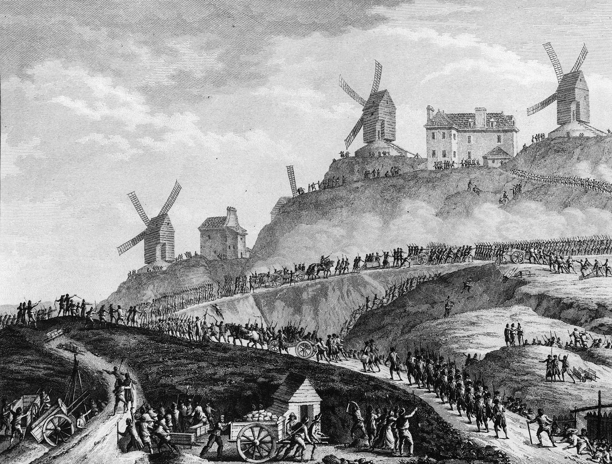 Fransk revolusjon: Canons de Paris dører til Montmartre 15. juli av Jean Louis II (after) Prieur