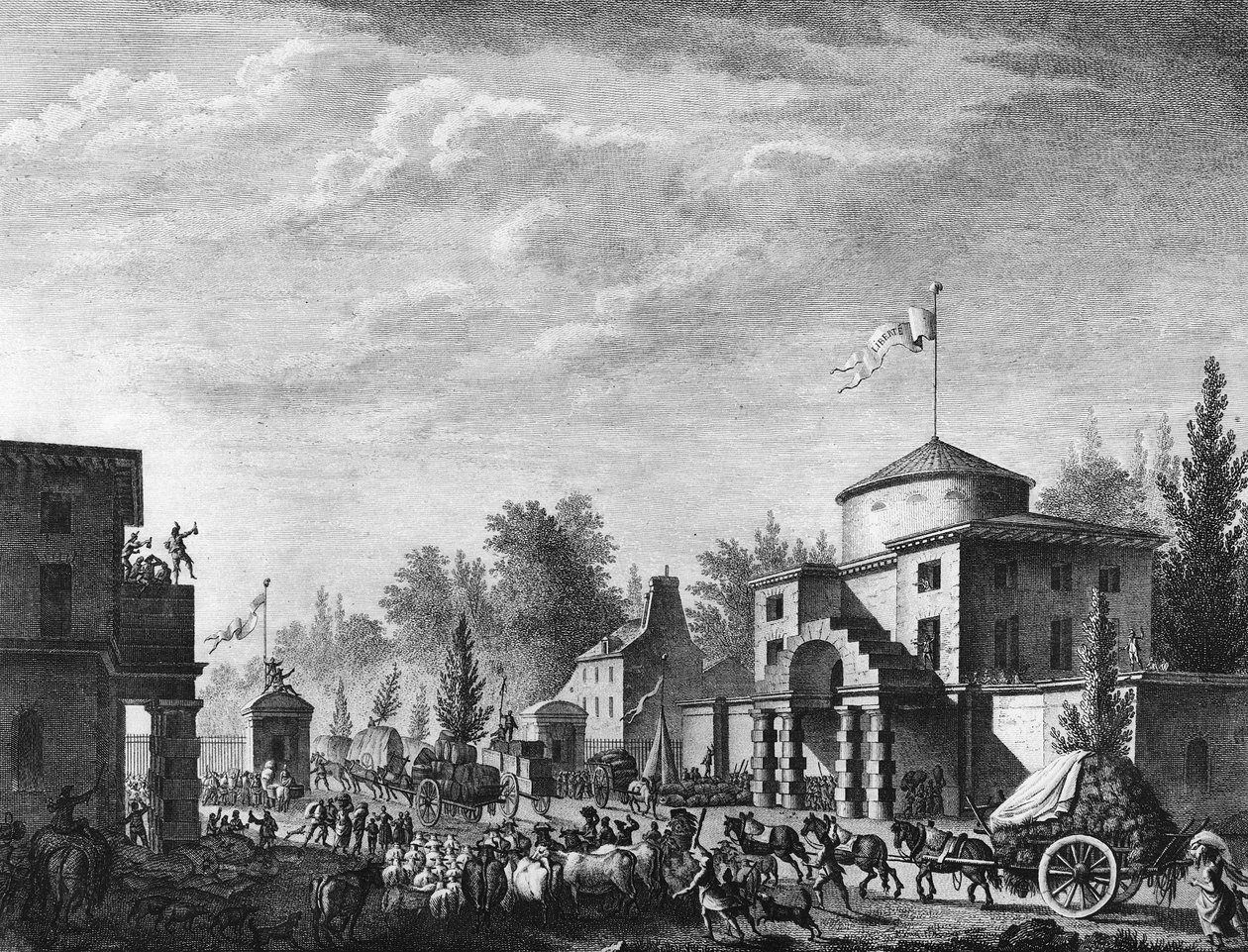 Den franske revolusjonen: Gratis adgang til barrieren i Paris 1. mai av Jean Louis II (after) Prieur