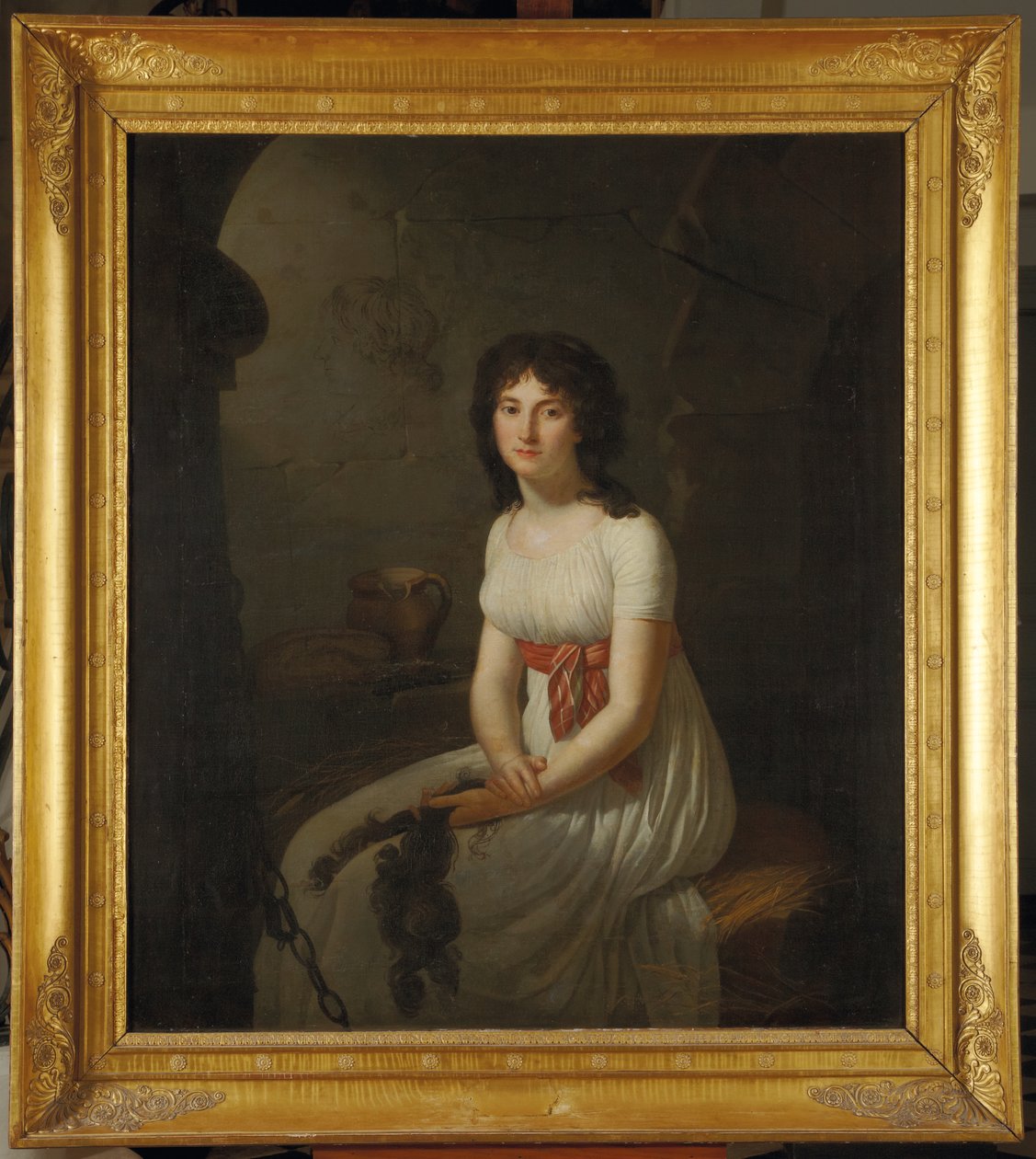 Statsborger Tallien i en celle i La Force Prison, med det klippede håret hennes, 1796 av Jean Louis Laneuville