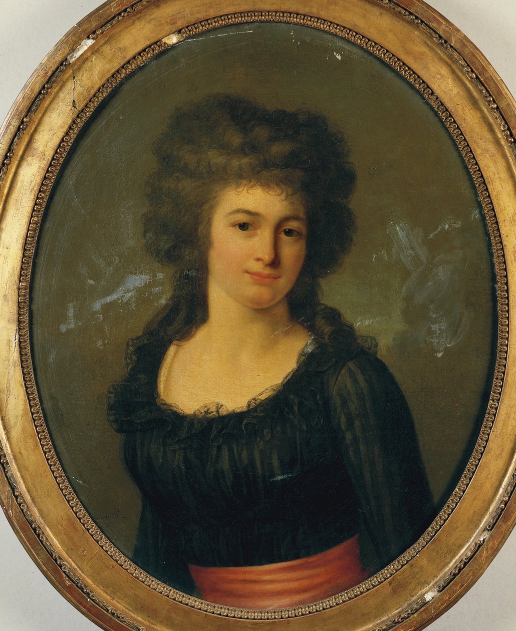 Portrett av en gentlewoman i en svart kjole med rødt ramme av Jean Louis Laneuville