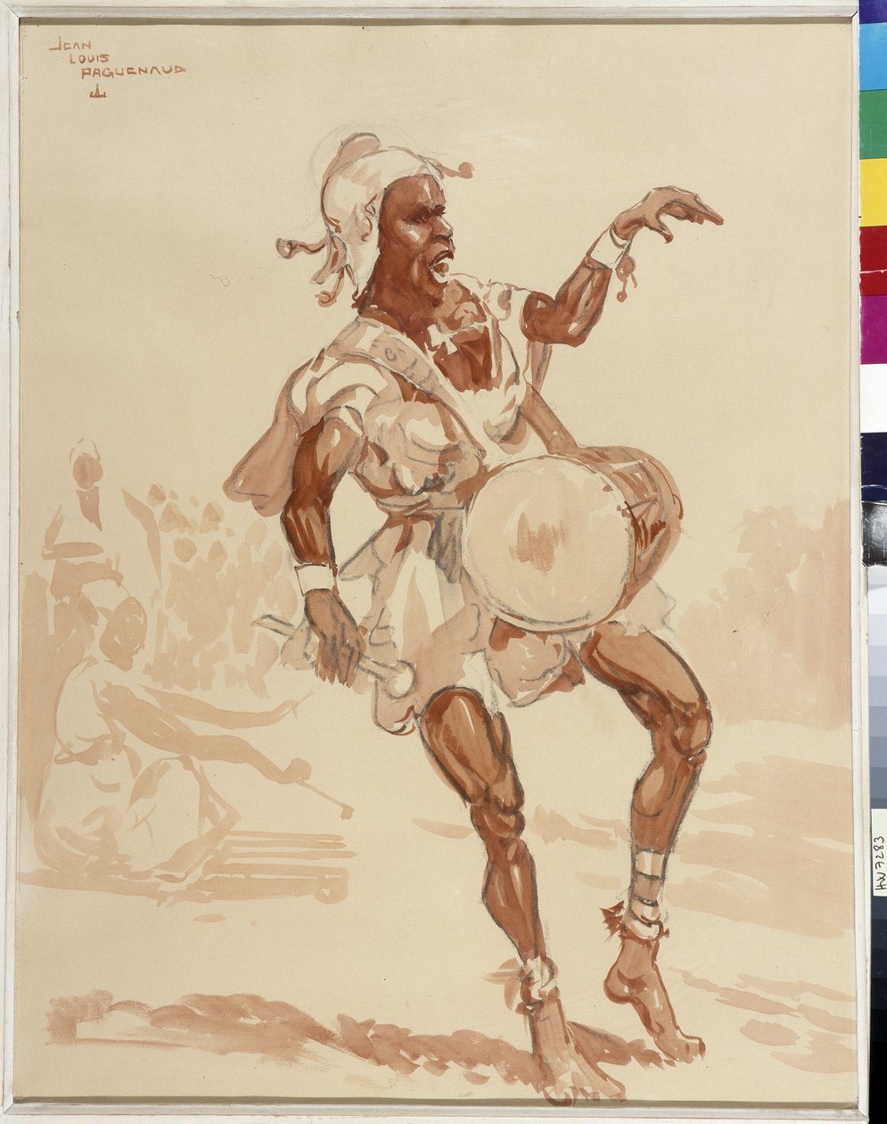 Afrikansk musiker (akvarell) av Jean Louis Paguenaud