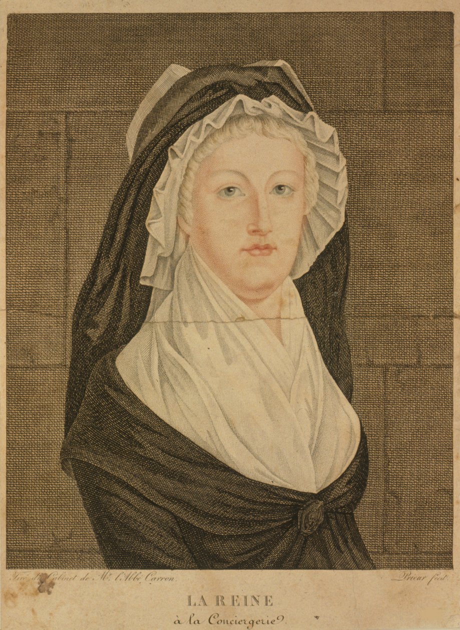 Marie Antoinette ved Conciergerie som fange, 1793 av Jean Louis Prieur