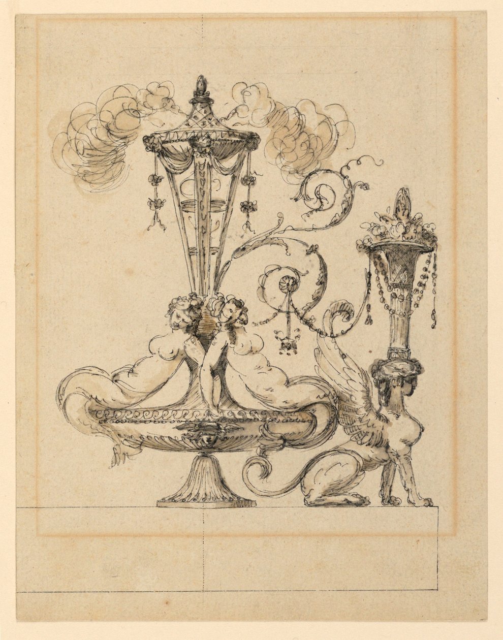 Design for en dekorativ arabesk av Jean Louis Prieur the Younger
