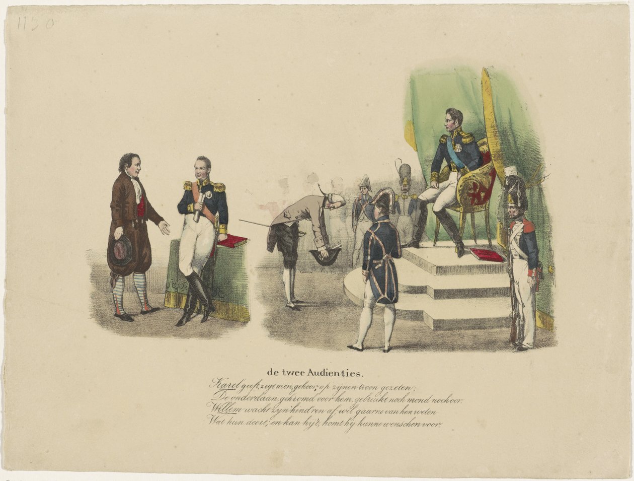 Publikum til William I og Charles X, 1827 de to målgruppene (tittel på objekt) av Jean Louis Van Hemelryck (attributed to)