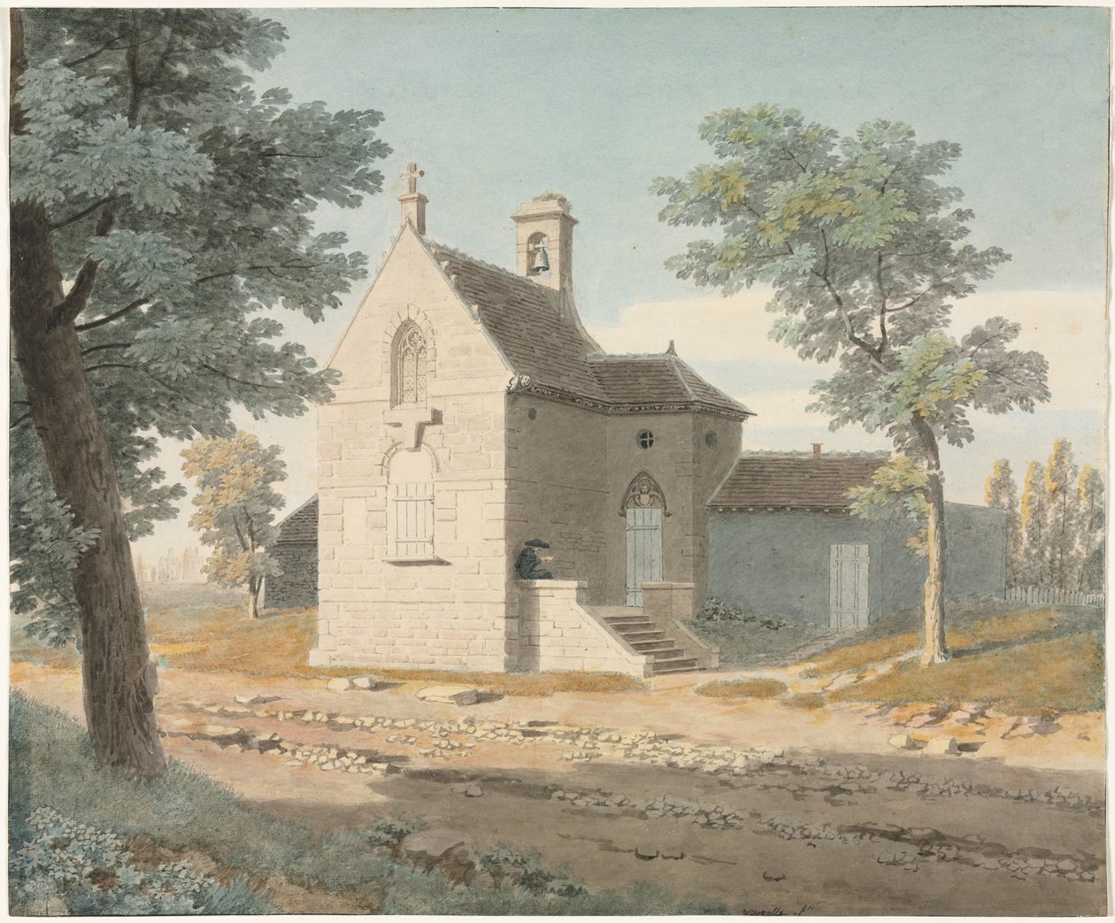 Kirke ved en vei, slutten av 1700-1800-tallet. av Jean Lubin Vauzelle