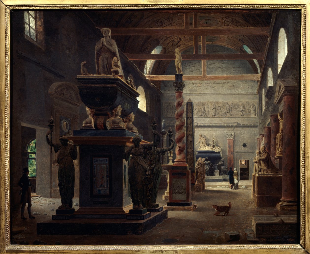 Introduksjonshallen til Musee des Monuments Francais ved klosteret Petites Augustins rue Bonaparte i Paris Maleri av Jean Lubin Vauzelle (1776-afr 1837) 1812 Søn. 0,6x0,75 m Paris, Musee Carnavalet. av Jean Lubin Vauzelle