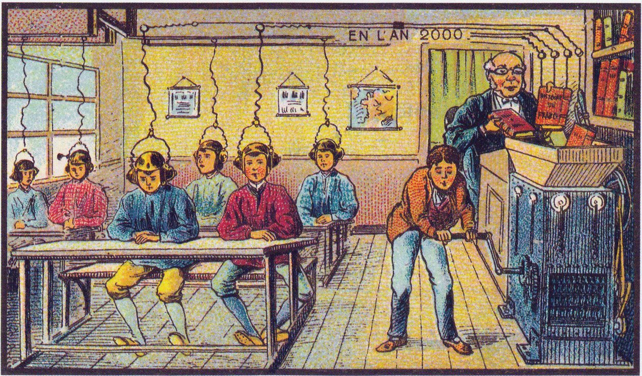 På skolen. Fra serien Visjoner av året 2000, 1899 av Jean Marc Côté