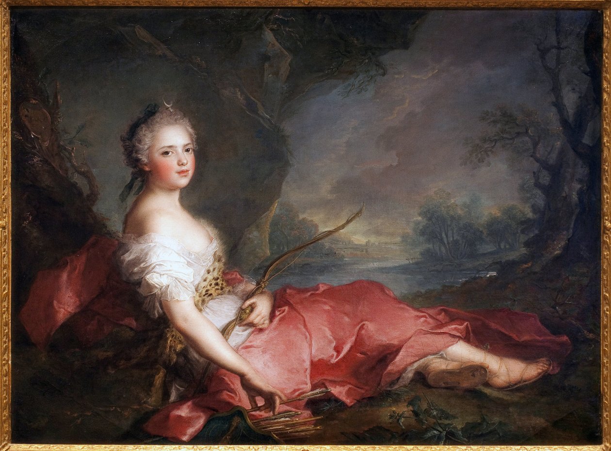 Madame Adelaide en Diane - Maleri av Jean Marc (Jean-Marc) Nattier (1685-1766), olje på lerret av Jean Marc Nattier