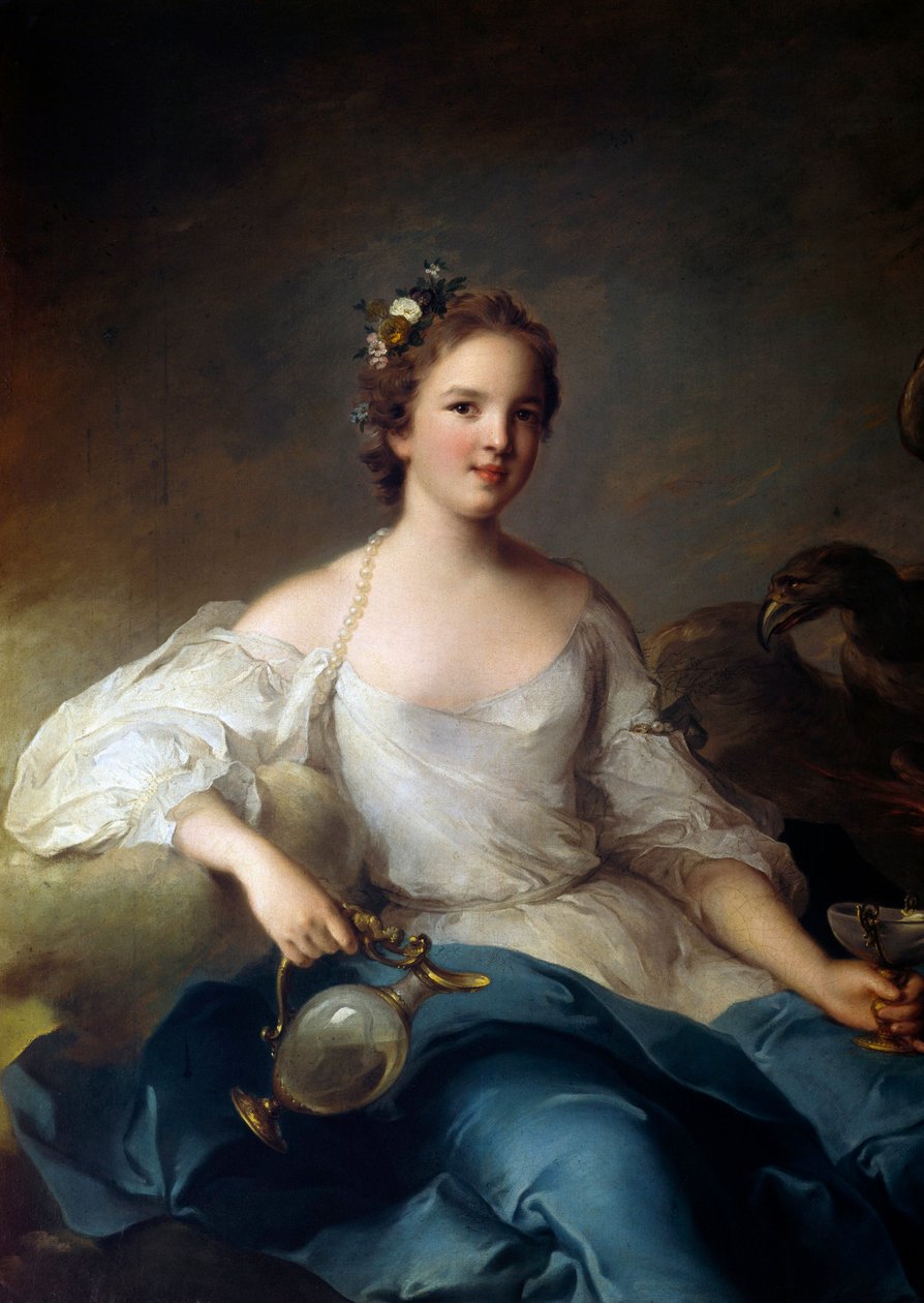 Portrett av Charlotte Louise de Rohan - Guemenee, prinsesse av Masseran, markis av Crevecoeur (1722-?) representert i Hebe-maleri av Jean Marc (Jean-Marc) Nattier (1685-1766) 1738 Søn 1,25x0,97 m av Jean Marc Nattier