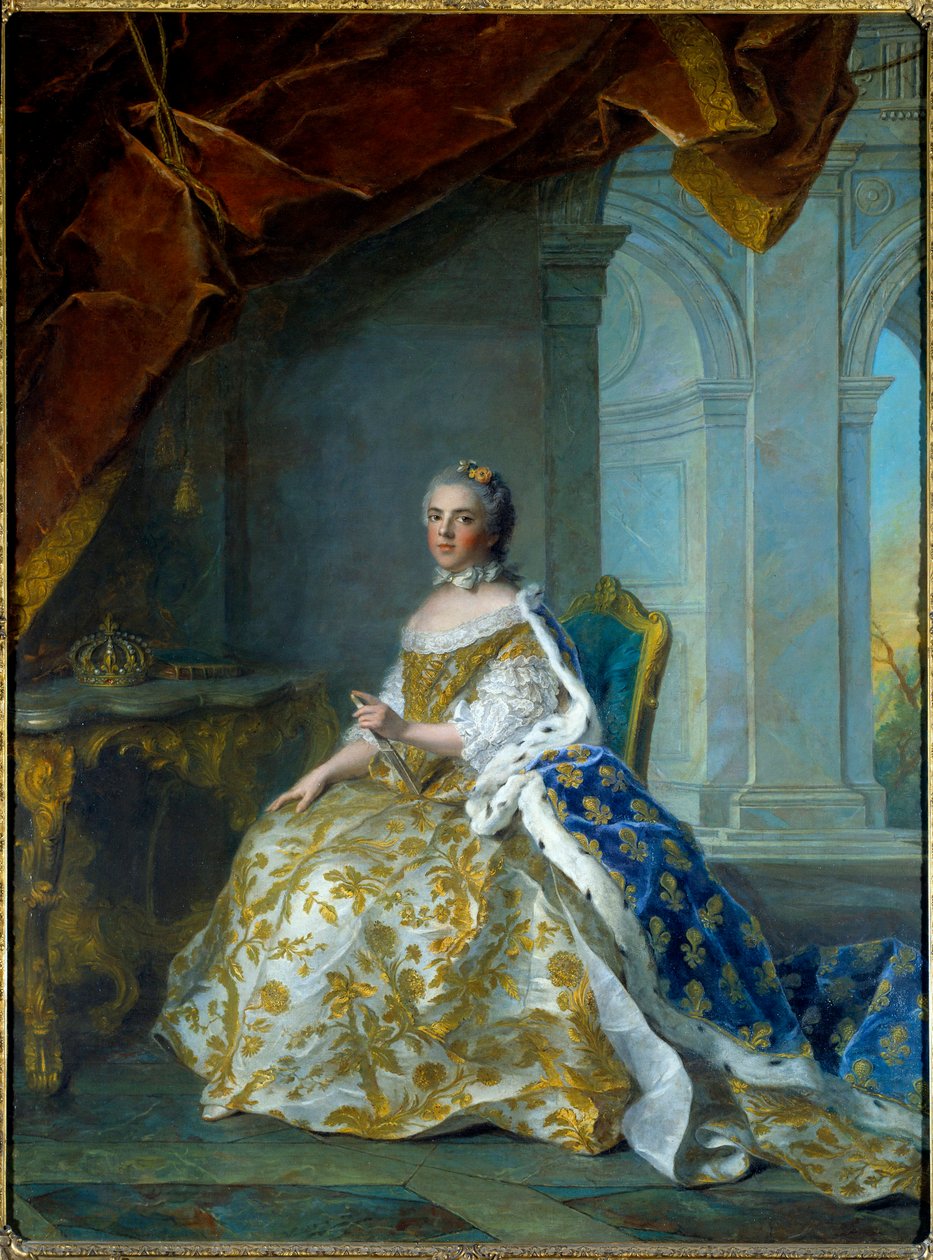 Portrett av Louise Elisabeth av Frankrike, Infante av Spania, da hertuginne av Parma (1727-1759) Maleri av Jean Marc (Jean-Marc) Nattier (1685-1766) 1761 Søn 2,4x1,84m av Jean Marc Nattier