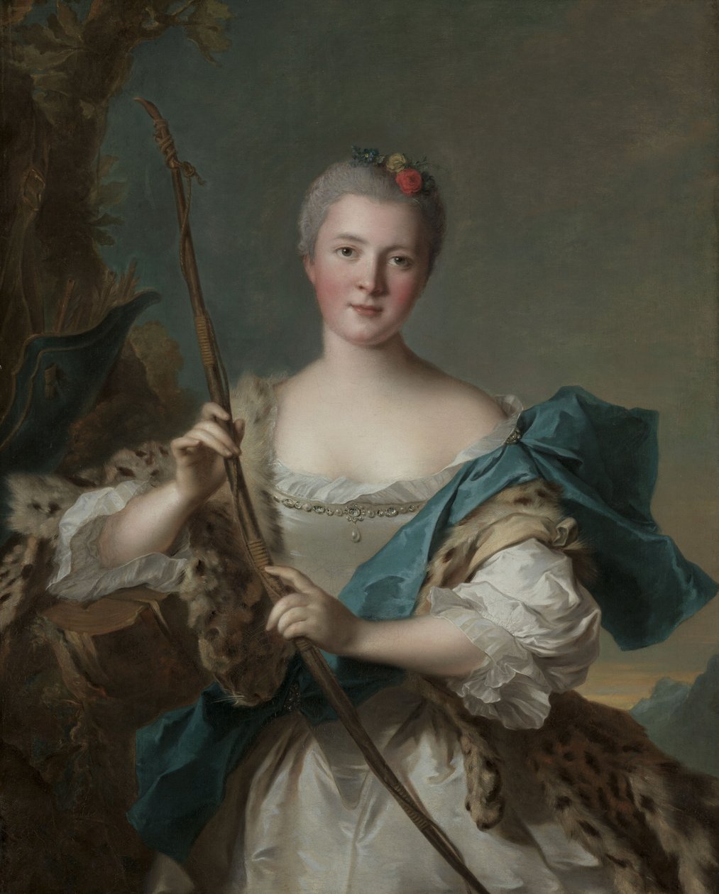 Portrett av en kvinne som Diana, 1752 av Jean Marc Nattier