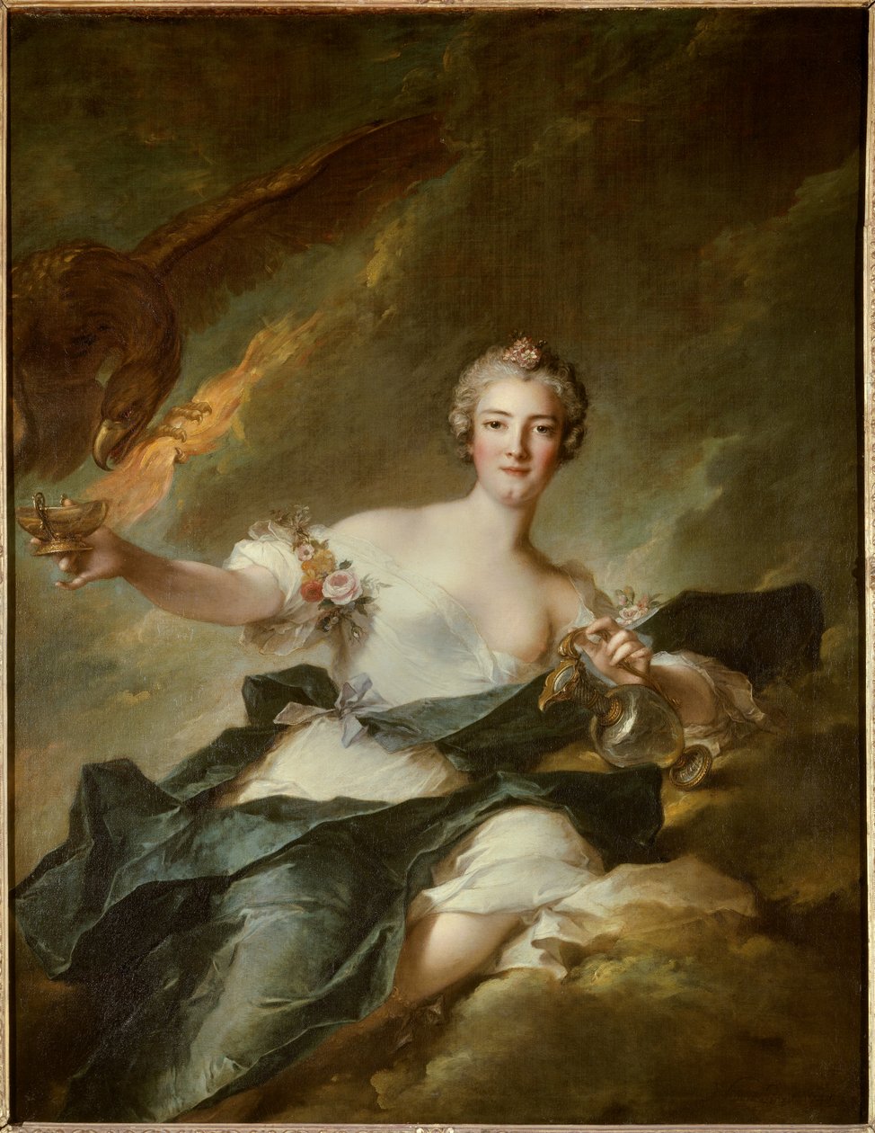 Portrett av hertuginnen av Chaulnes, representert i Hebe, fornuftens gudinne (Anne Josephe Bonnier de la Masson (1718-1787), kone til hertugen av Chaulnes) Det er representert med en ørn som symboliserer guden Jupiter - Maleri av Jean Marc ( Jean-Marc) Nat av Jean Marc Nattier