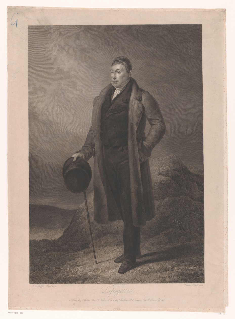 Portrett av Gilbert du Motier, Marquis de la Fayette Lafayette (tittel på objekt) av Jean Marie Leroux