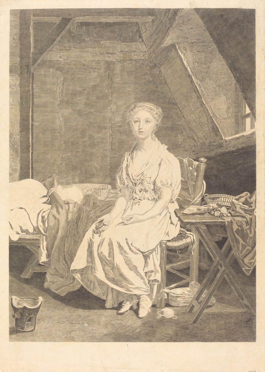 Den vaklende dyden av Jean Massard after Jean Baptiste Greuze