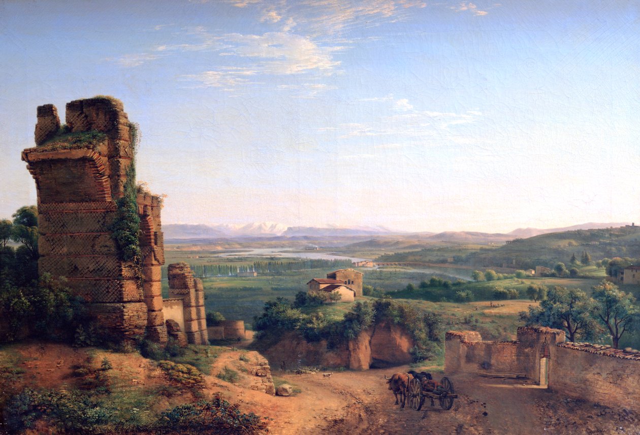 Romerske akvedukter sett i skråningene til Saint Just, c1790-1853 av Jean Michel Grobon