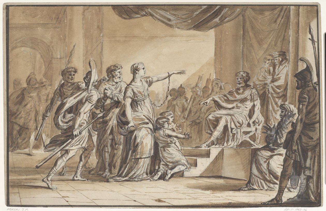 Sabinus og Epponina fordømt av Vespasian av Jean Michel Moreau