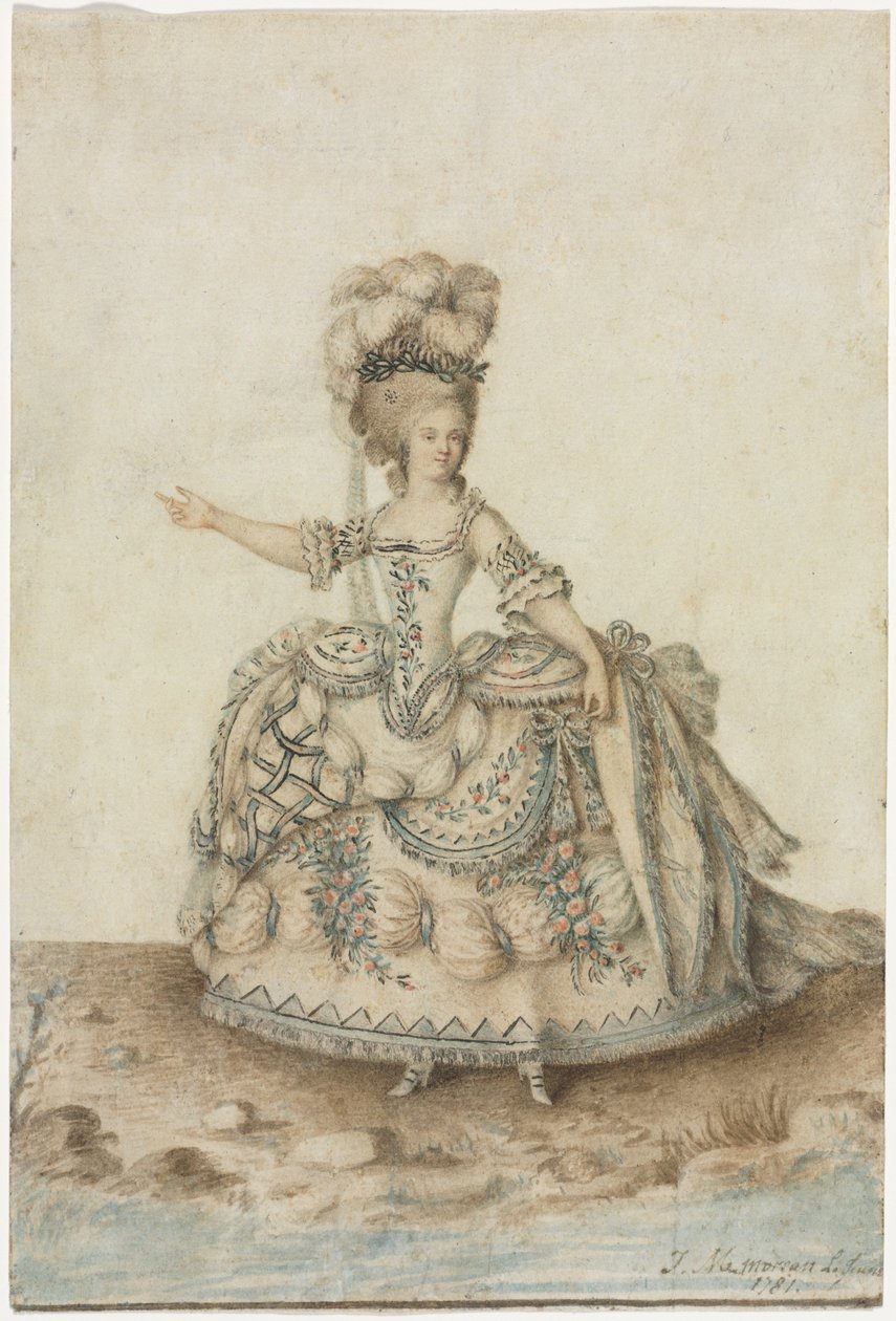 Kostymestudie for operasanger, 1781. av Jean Michel Moreau le Jeune