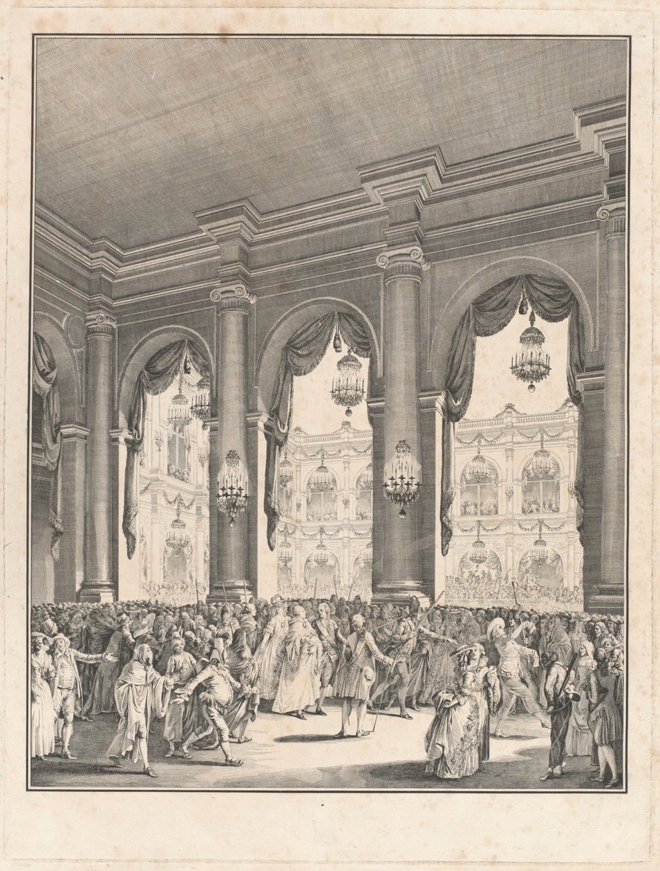 Maskeballet - Fest gitt i anledning fødselen til Monsignor the Dauphin, 23. januar 1782 av Jean Michel Moreau the Younger