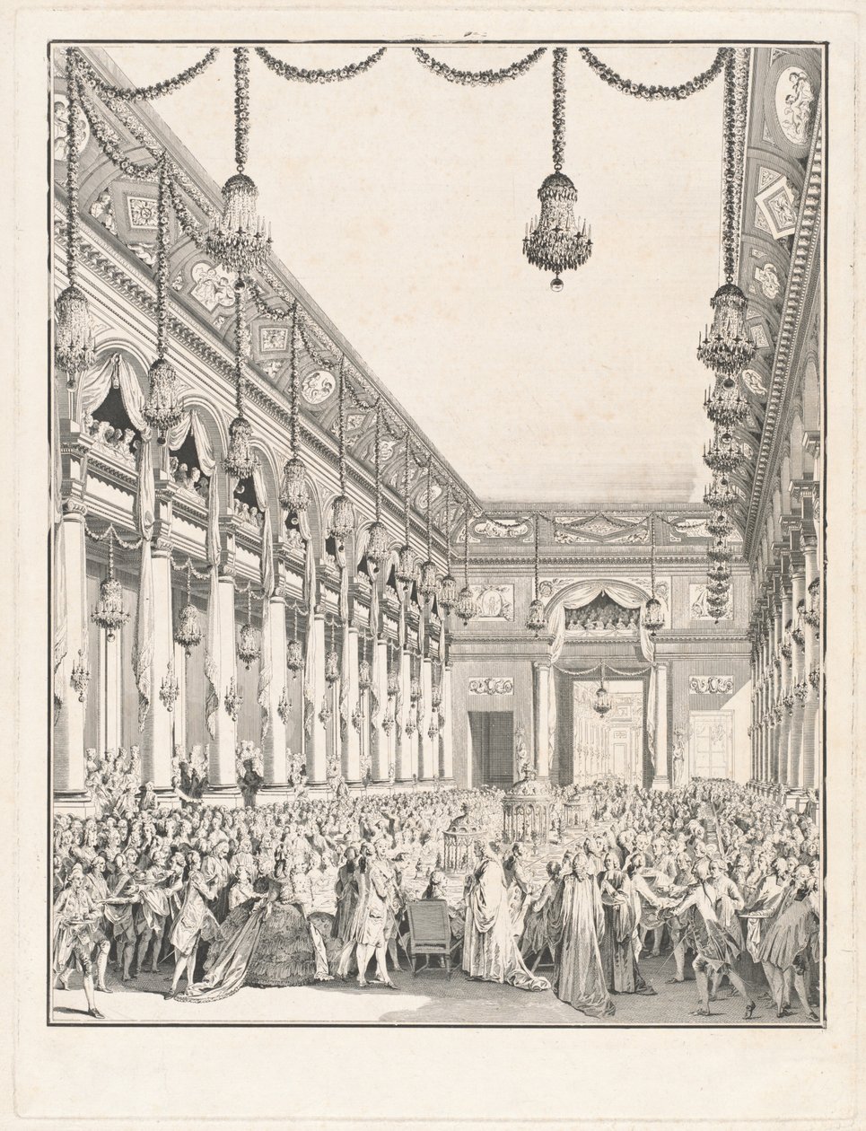Den kongelige festen - Fest gitt i anledning fødselen til Monsignor the Dauphin, 21. januar 1782 av Jean Michel Moreau the Younger