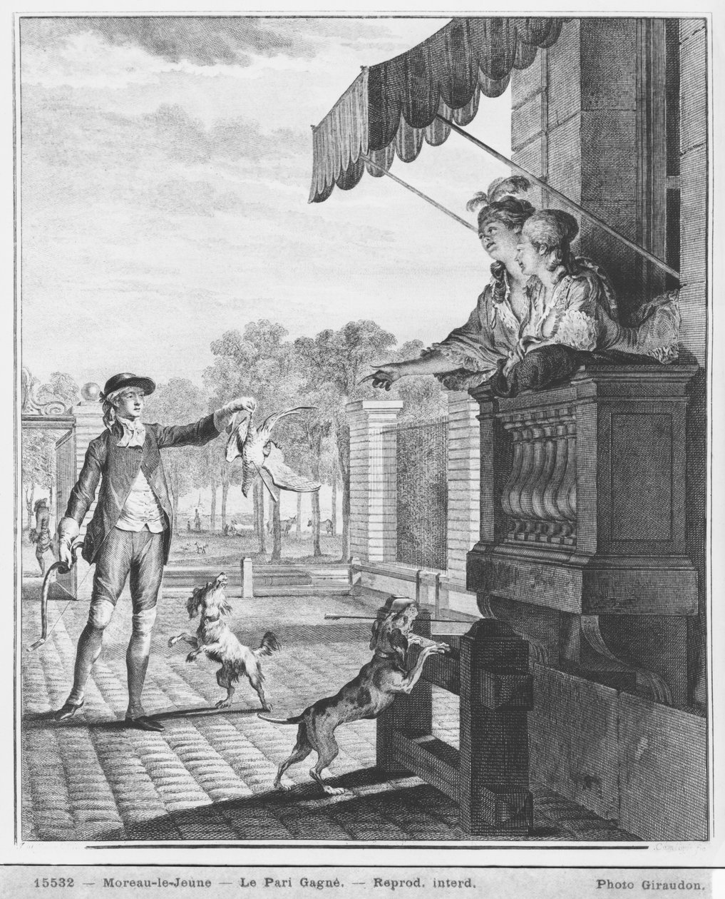 Tar opp et veddemål, gravert av Camligue (fl.1785) c.1777 (gravering) (bw-foto) av Jean Michel the Younger Moreau