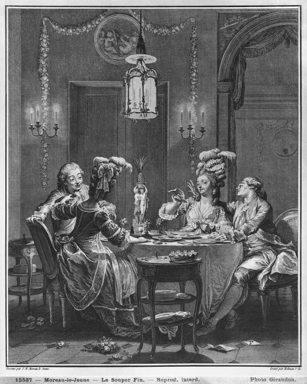 The Gourmet Supper, gravert av Isidore Stanislas Helman (1743-1809) 1781 av Jean Michel the Younger Moreau