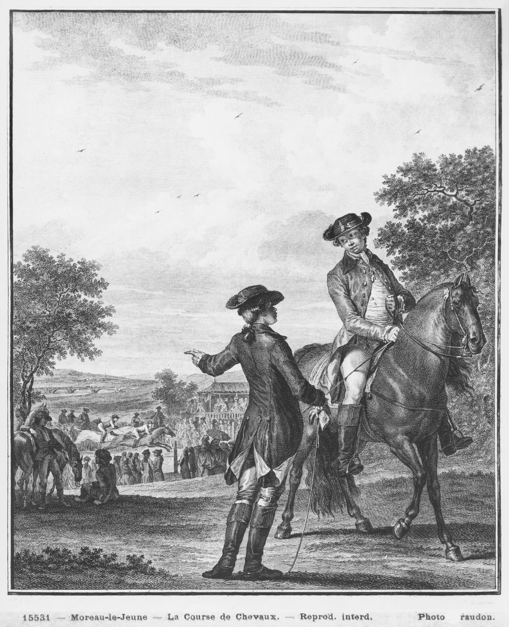Hesteveddeløpet, gravert av Heinrich Guttenberg (1749-1818) ca. 1777 av Jean Michel the Younger Moreau