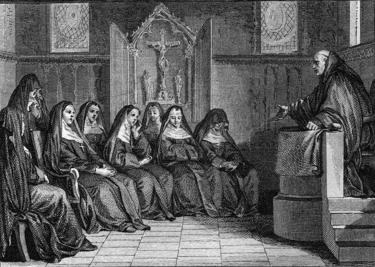 Abelard og Heloise: Pierre Abelard eller Abailard (1079-1142) ble munk i klosteret Saint Denis. Gravering av Jean Michel Moreau, dit Moreau le Jeune (1741-1814) av Jean Michel the Younger Moreau