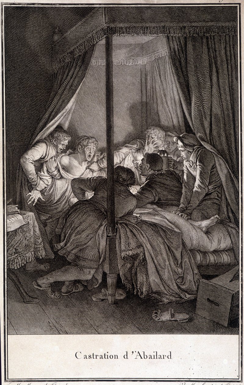 Kastrering av Pierre Abélard eller Pierre Abailard fransk filosof og teolog (1079 til 1142). gravering av Moreau. av Jean Michel the Younger Moreau
