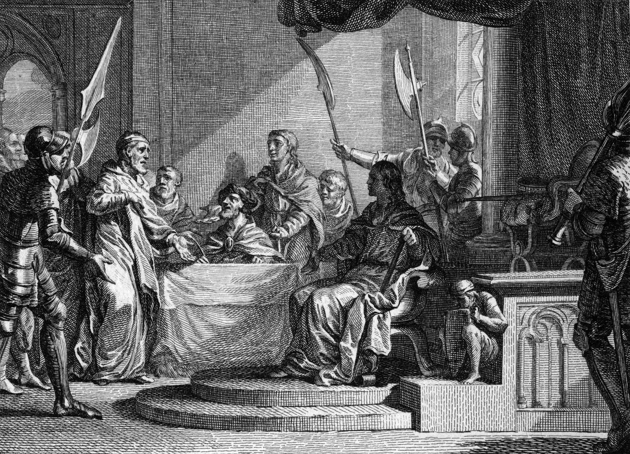 Interregne de Charles Martel, 737: Charles Martel, borgmester i palasset, interregne etter Thierry IVs død (713-737). Gravering av Jean Michel Moreau, kjent som Moreau den yngre (1741-1814) av Jean Michel the Younger Moreau