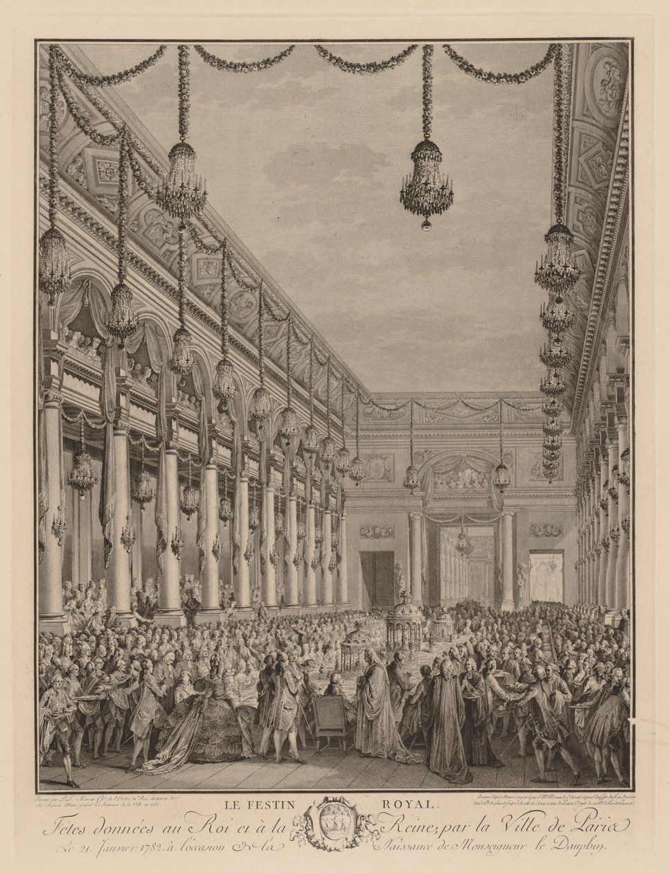 Den kongelige festen på Hôtel de Ville, 21. januar 1782. av Jean Michel the Younger Moreau