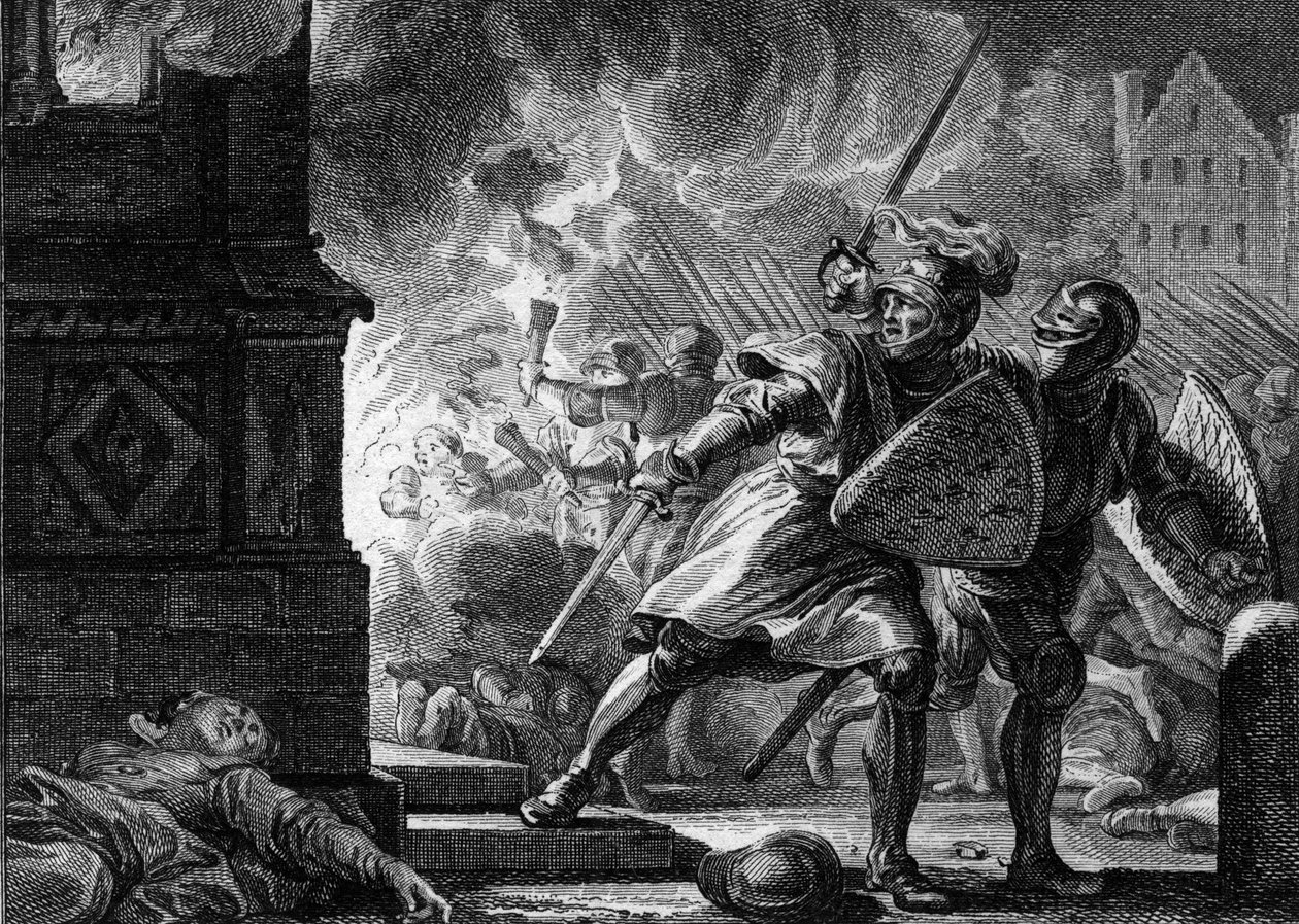 Ludvig VII den unge eller den fromme (1120-1180) fikk kirken Vitry (Champagne) til å sette fyr der innbyggerne hadde søkt tilflukt av Jean Michel the Younger Moreau