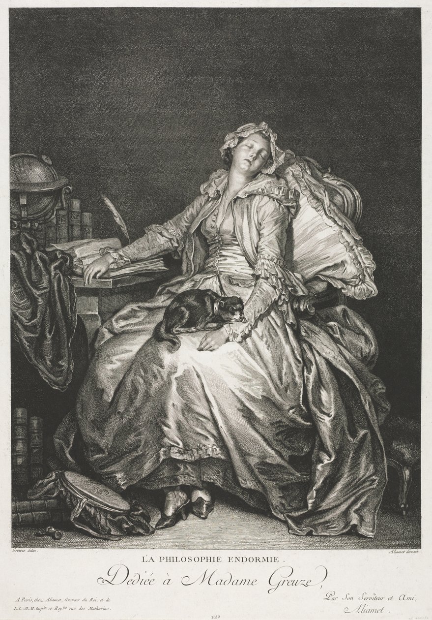 Madame Greuze sover av Jean Michel the Younger Moreau