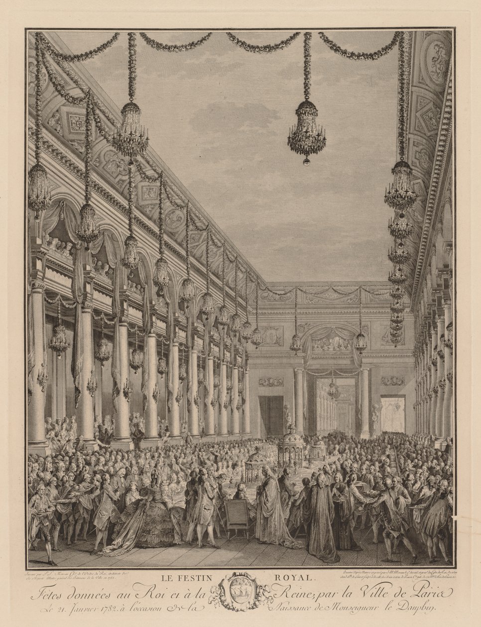 Kongelig fest på Hôtel de Ville, 21. januar 1782 av Jean Michel the Younger Moreau