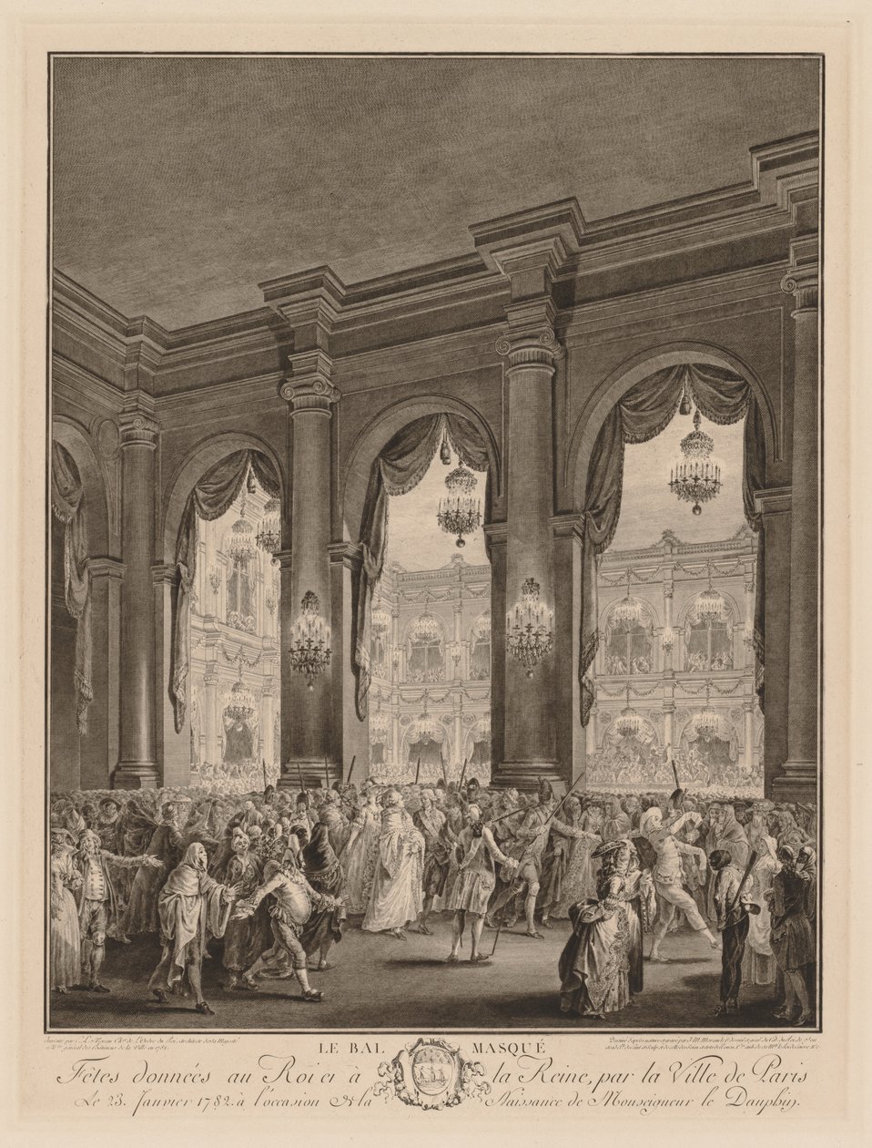 Maskeballen, 1782. av Jean Michel the Younger Moreau