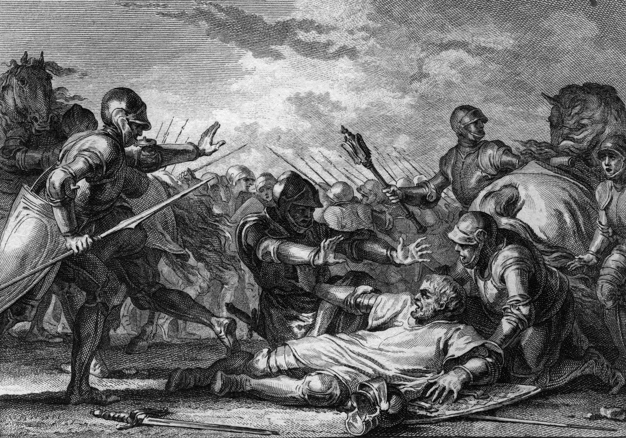 The insurrection of Robert Courteheuse (“” Courtecuisse”) (1027-1087) against his father, William the Conquerant (1027-1087), Duke of Normandy av Jean Michel the Younger Moreau