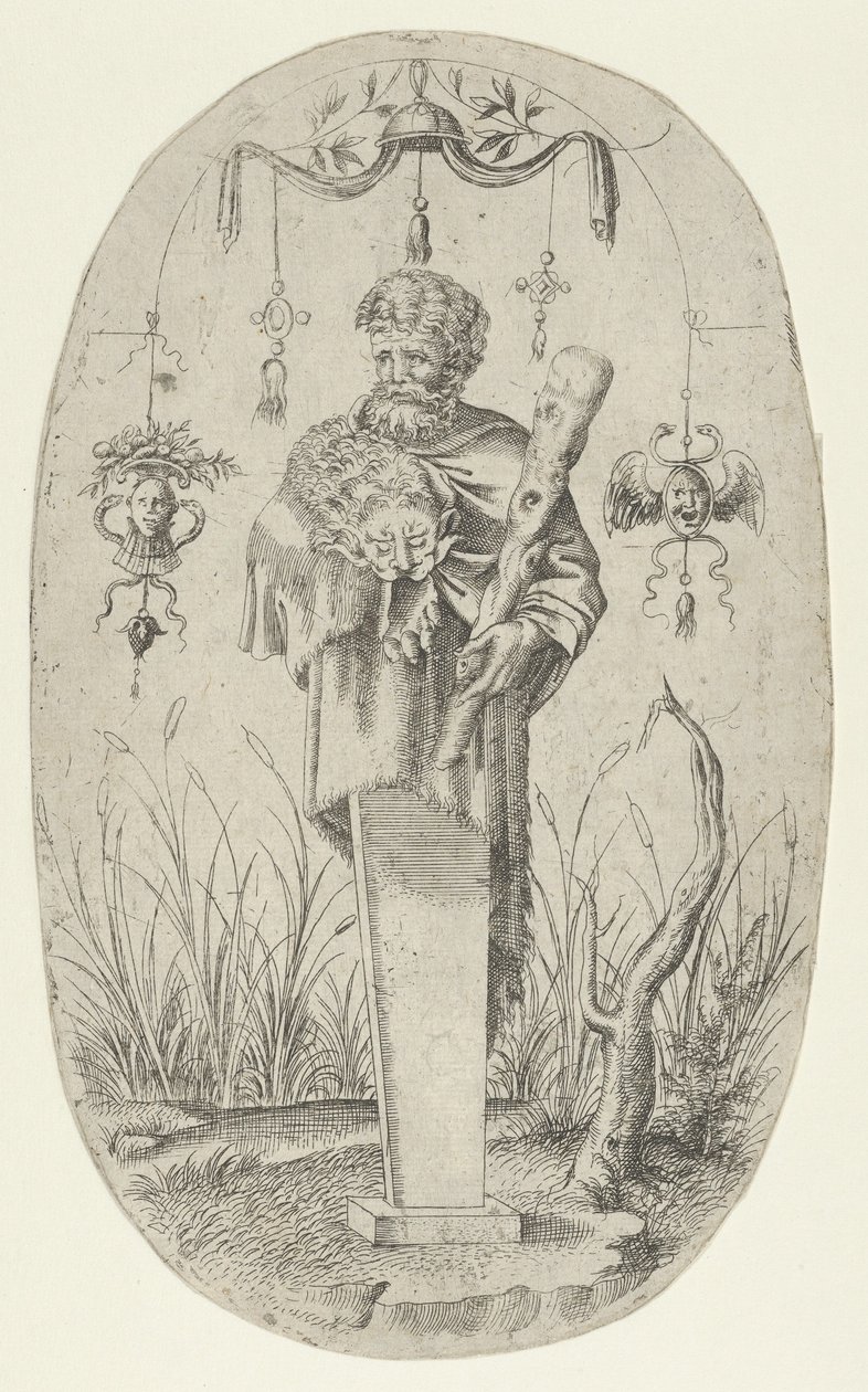 Hercules med klubben sin, 1535-55. av Jean Mignon