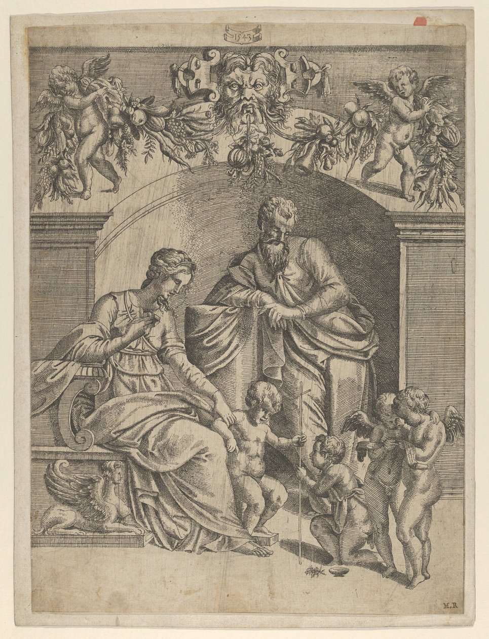 Jomfruen med Jesusbarnet tilbedt av St. Johannes, 1543. av Jean Mignon