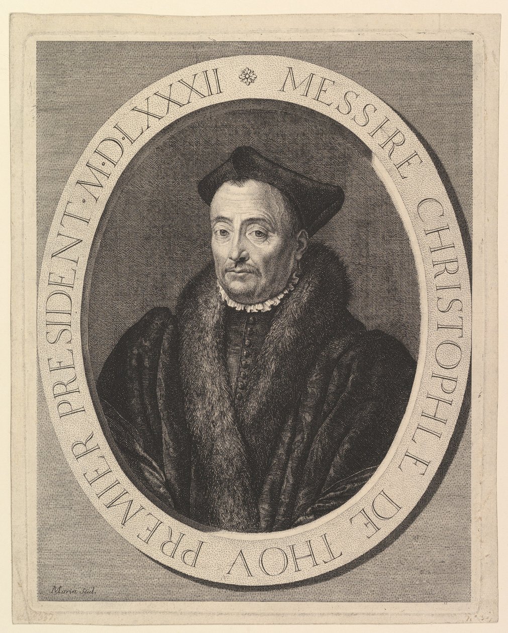 Christophe de Thou, første president i parlamentet. av Jean Morin