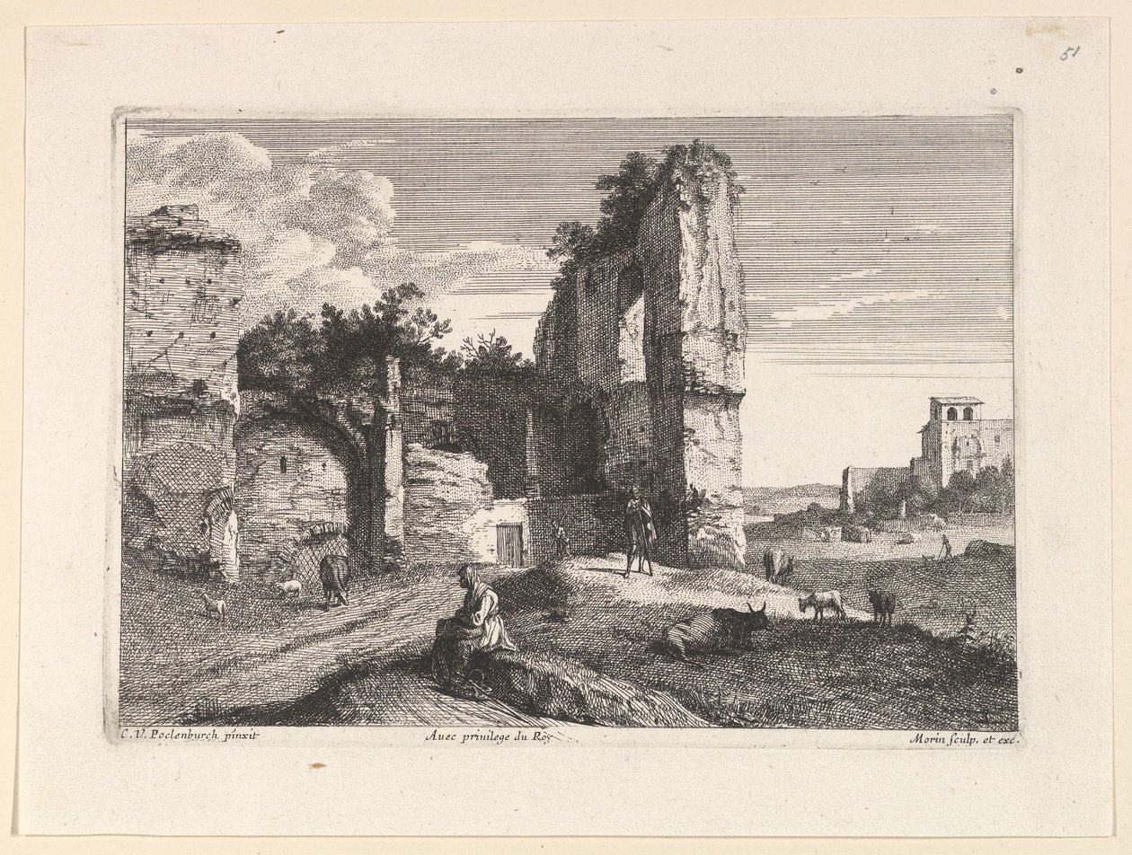 Den sittende gamle kvinnen. av Jean Morin
