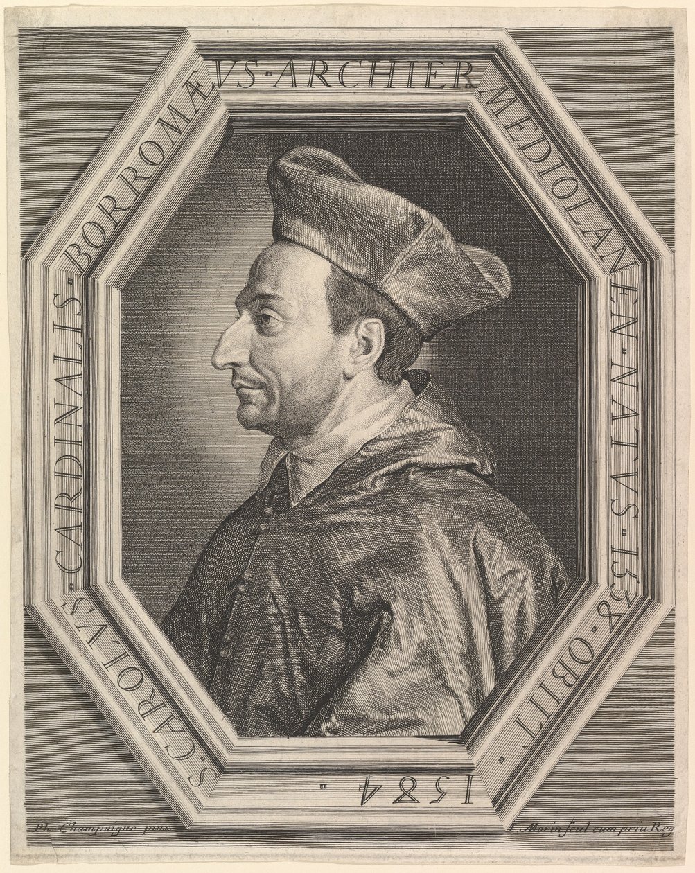 Saint Charles Borromeo, kardinal og erkebiskop av Milano. av Jean Morin