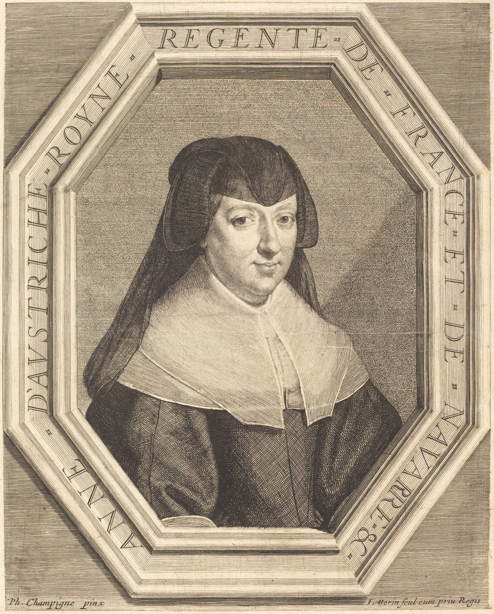 Anne av Østerrike av Jean Morin after Philippe de Champaigne