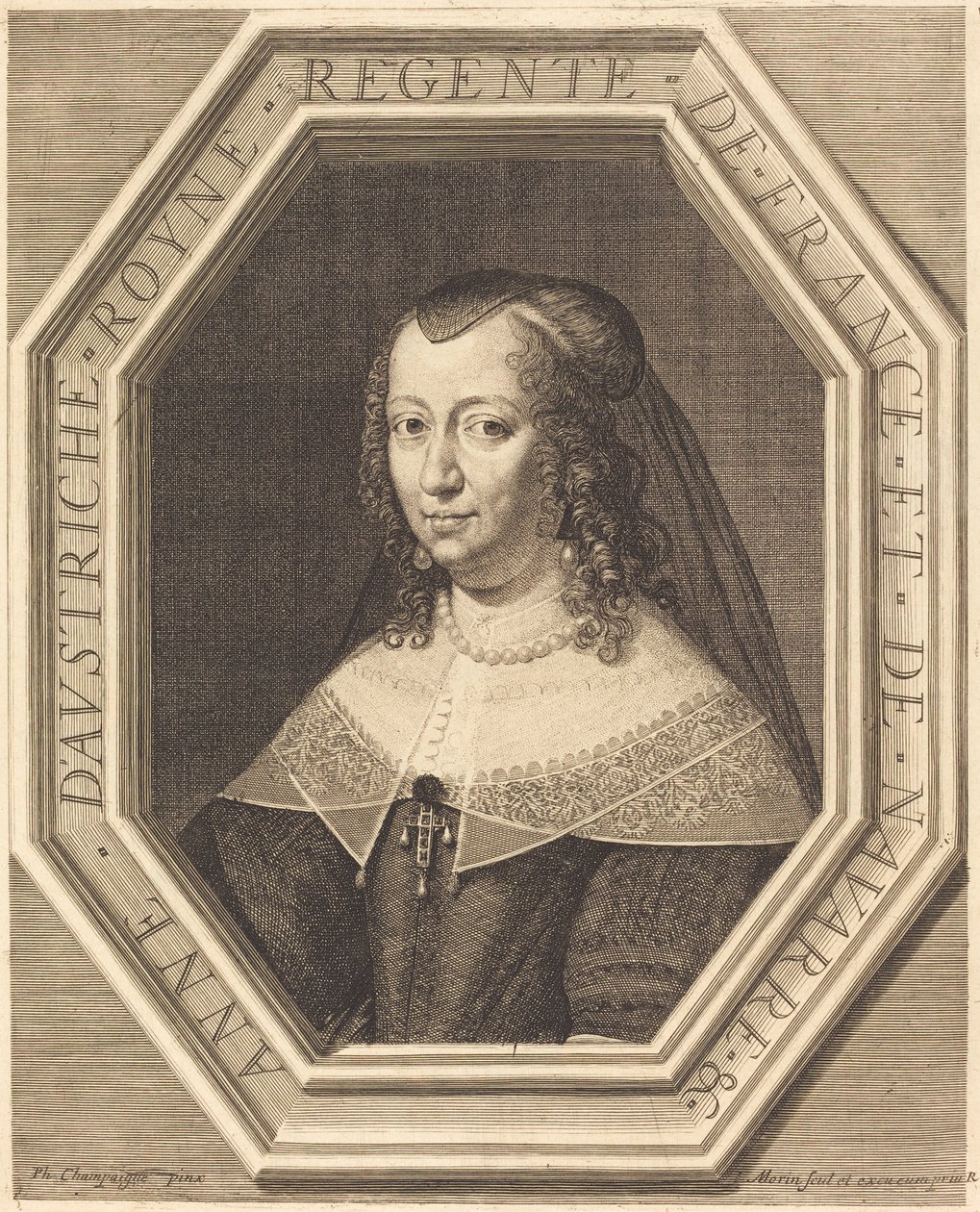 Anne av Østerrike av Jean Morin after Philippe de Champaigne